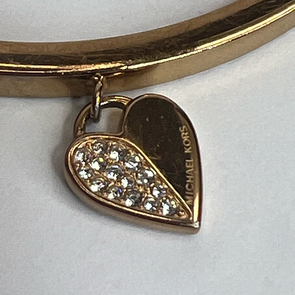 Michael Kors Gold Heart Charm Bangle Bracelet